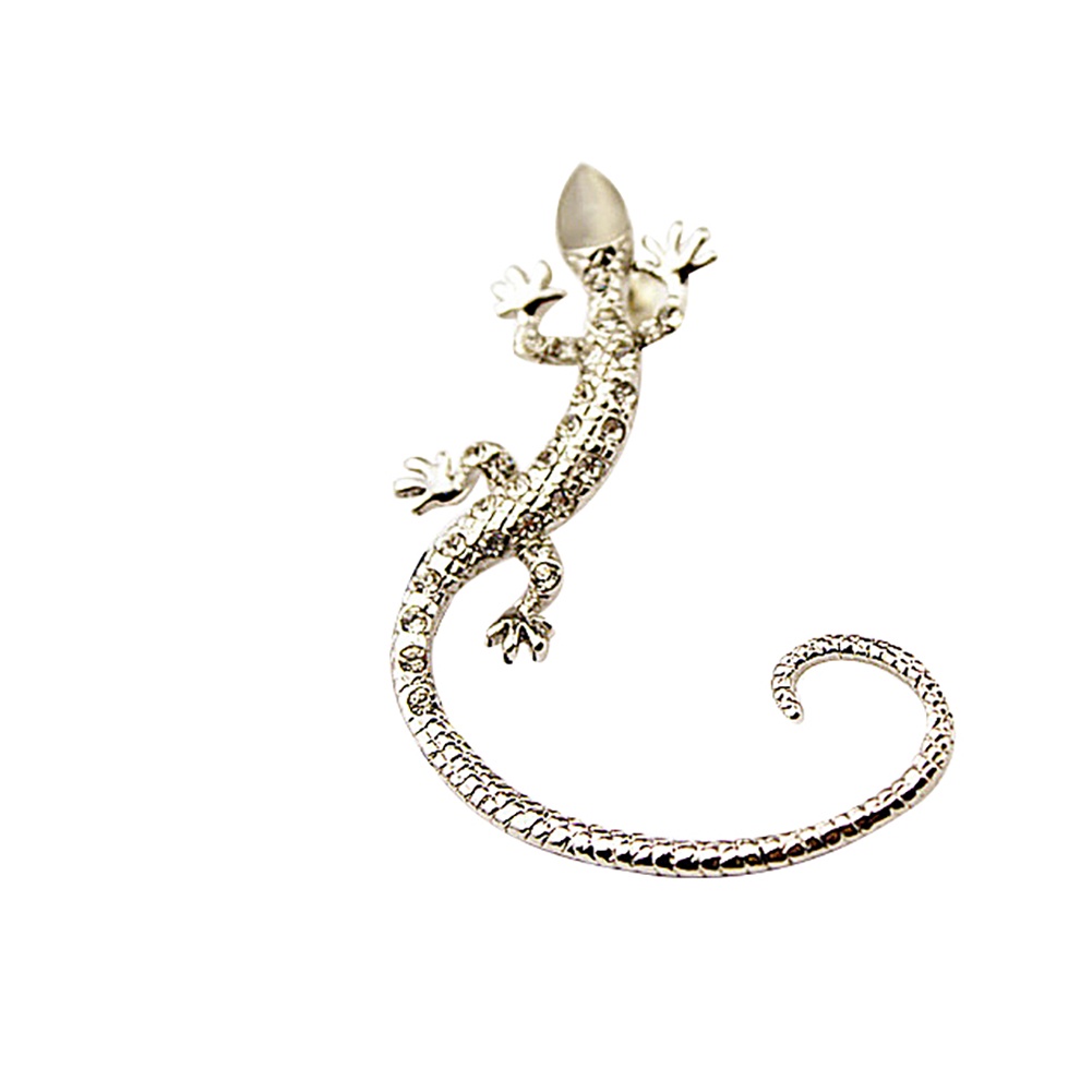 Hu Hu Hu Hu Hu Alat Bantu Pasang Kacamata♡ Anting Tusukclipon Desain Kadal Hias Berlian Imitasi Gaya Gothicpunk Untuk Wanita