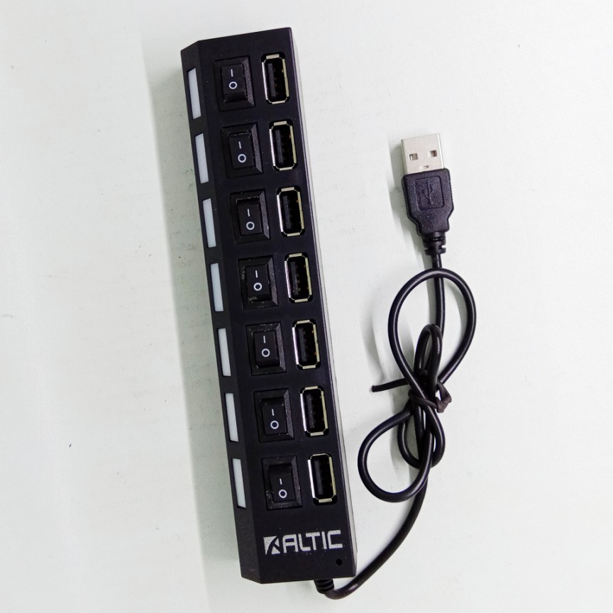 USB Hub 7 (Tujuh) Port Output On Off Saklar Lampu USB 2.0 New