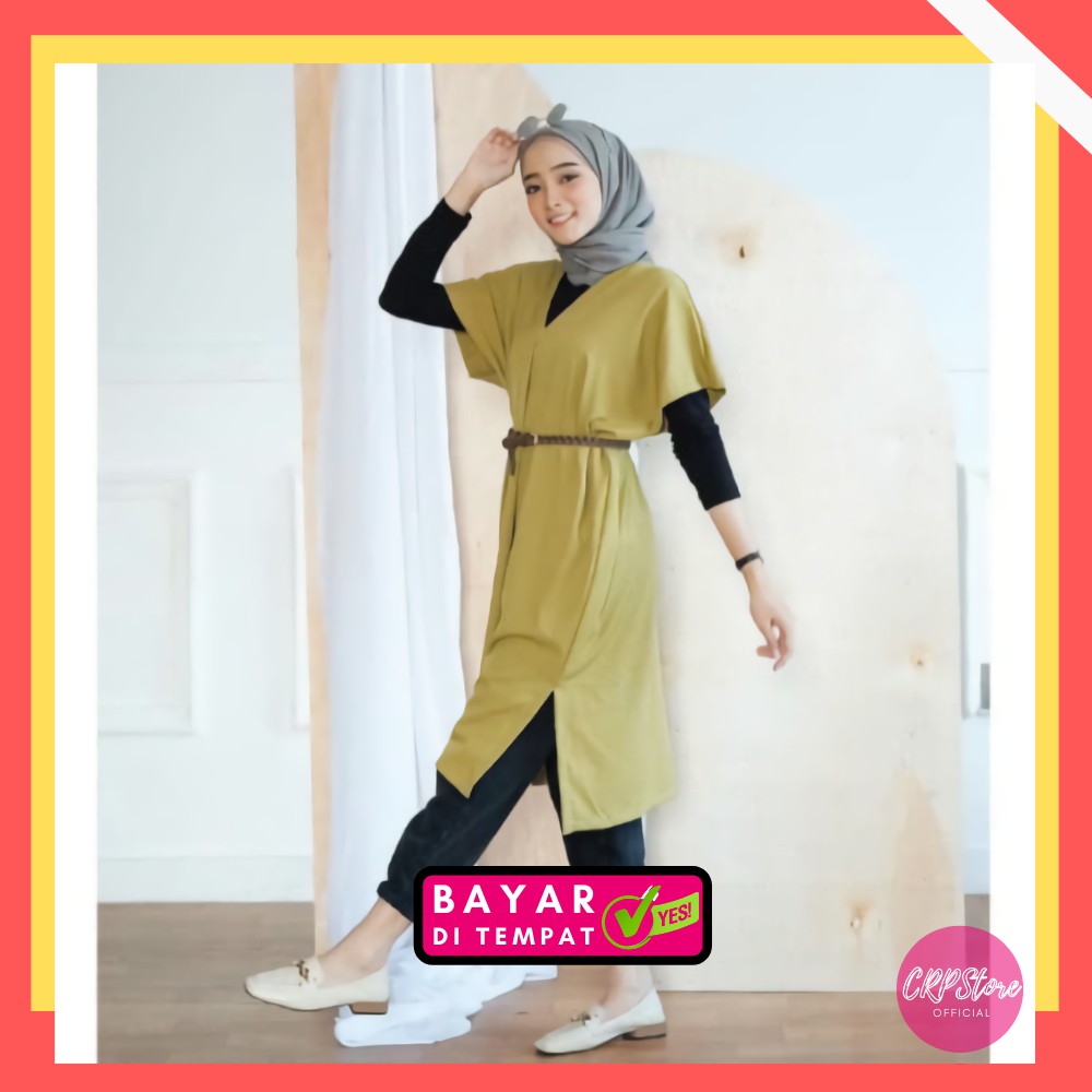 CRP52 COD ATASAN TUNIK WANITA PEREMPUAN CEWEK Lebaran 2021 MUSLIM SYARI FREE BELT Murah