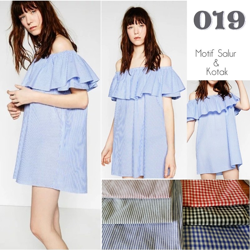 TERLARIS [Sabrina Dress CS] dress wanita katun salur dan kotak STOK TERBATAS