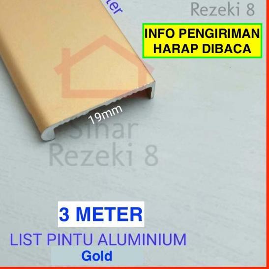 ➵ Lis Pintu Profil Aluminium GOLD Edging Frame Handle Lemari EA 19 ♖