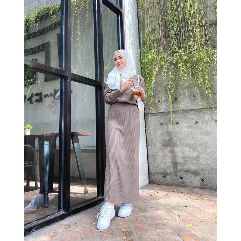 ROK SPAN RAJUT PANJANG | ROK PREMIUM | ROK WANITA HALUS TEBAL / WEARING BENA KNIT SKIRT