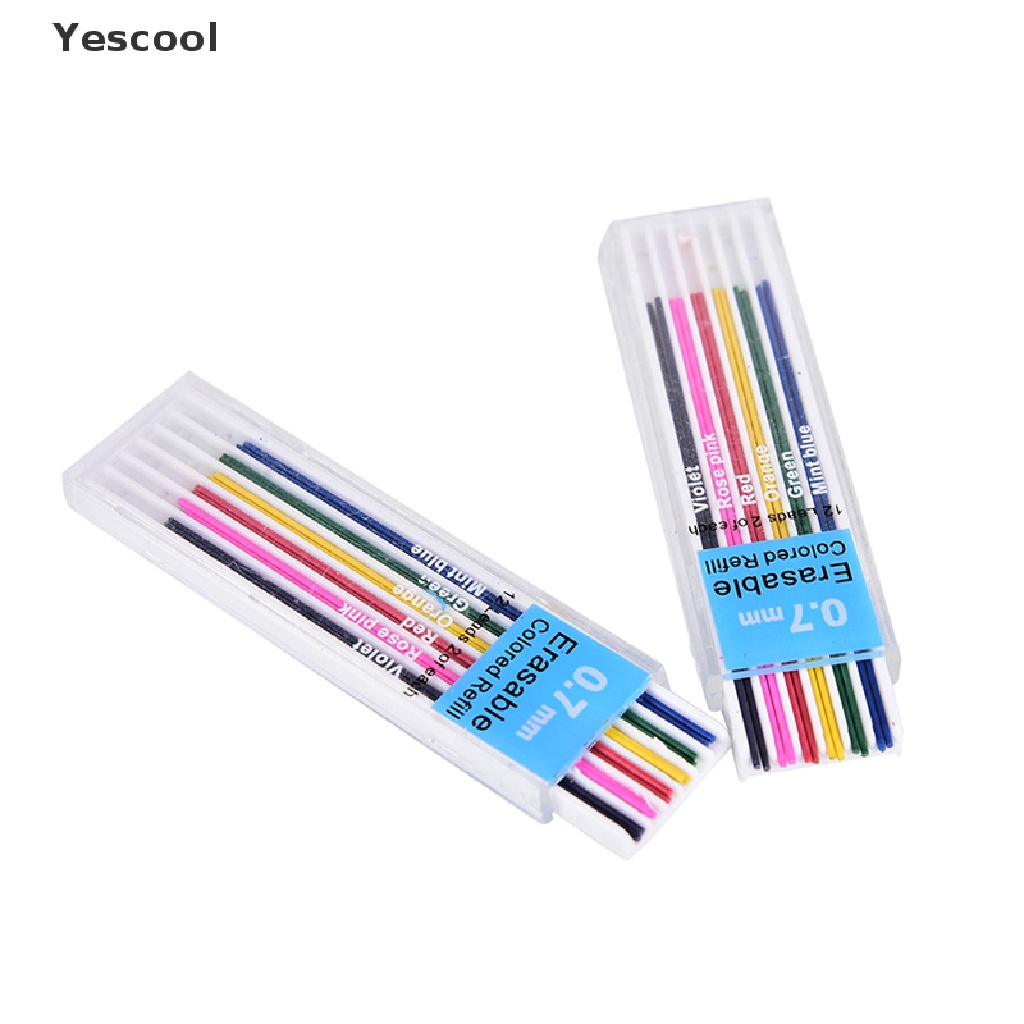 Yescool 1 Kotak Pensil Mekanik 0.7mm Bisa Dihapus Untuk Stationery Pelajar