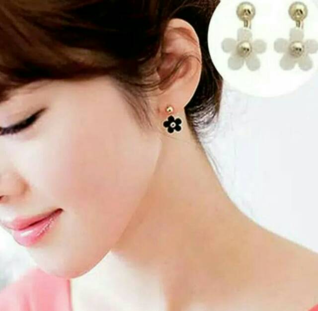 Anting fashion wanita two in one simple dan modis korea style