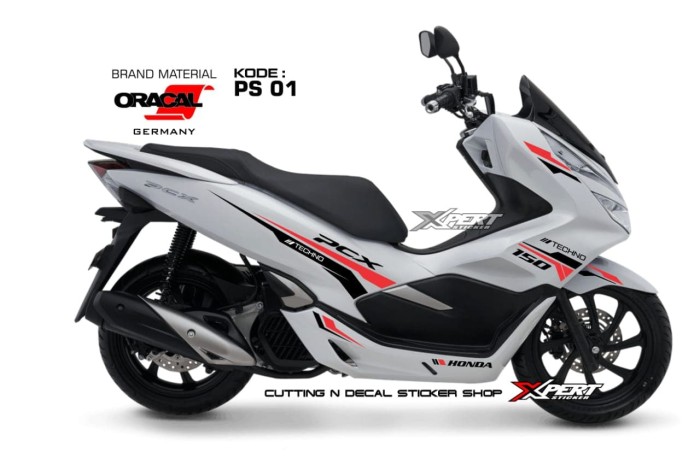 STRIPING PCX STICKER HONDA PCX - TECHNO HITAM MERAH