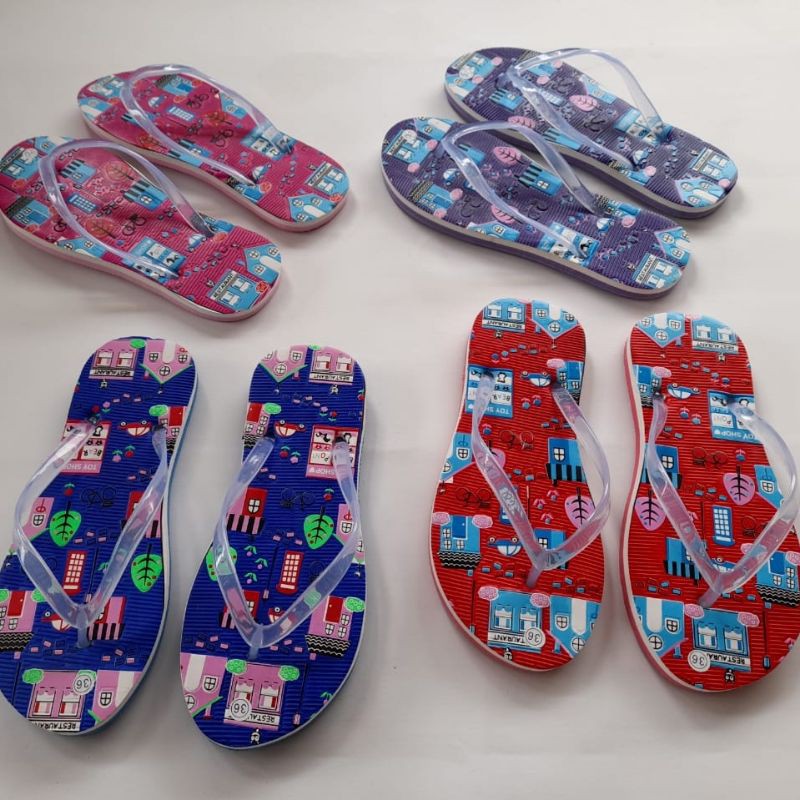 Sandal Jepit Wanita Jelly Ase Print Press Rumah