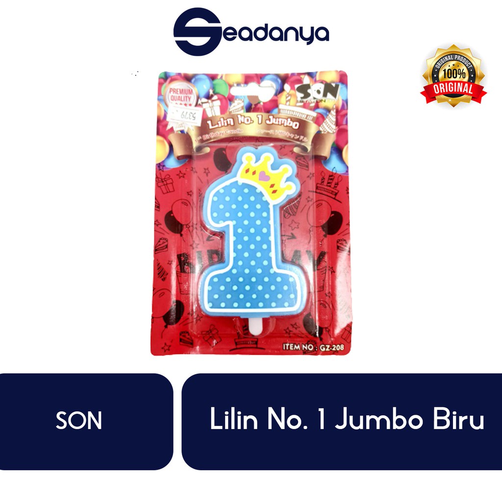 Lilin No.1 Jumbo Biru 1st Birthday - Angka 1 Besar - Lilin Ulang Tahun - Happy Birthday - HBD Blue