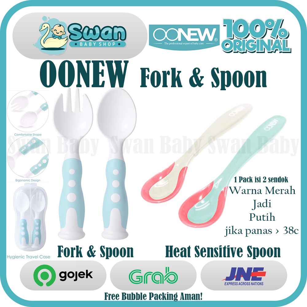 OONEW Baby Spoon &amp; Fork Set / Heat Sensitive Spoon / Sendok Garpu Anak