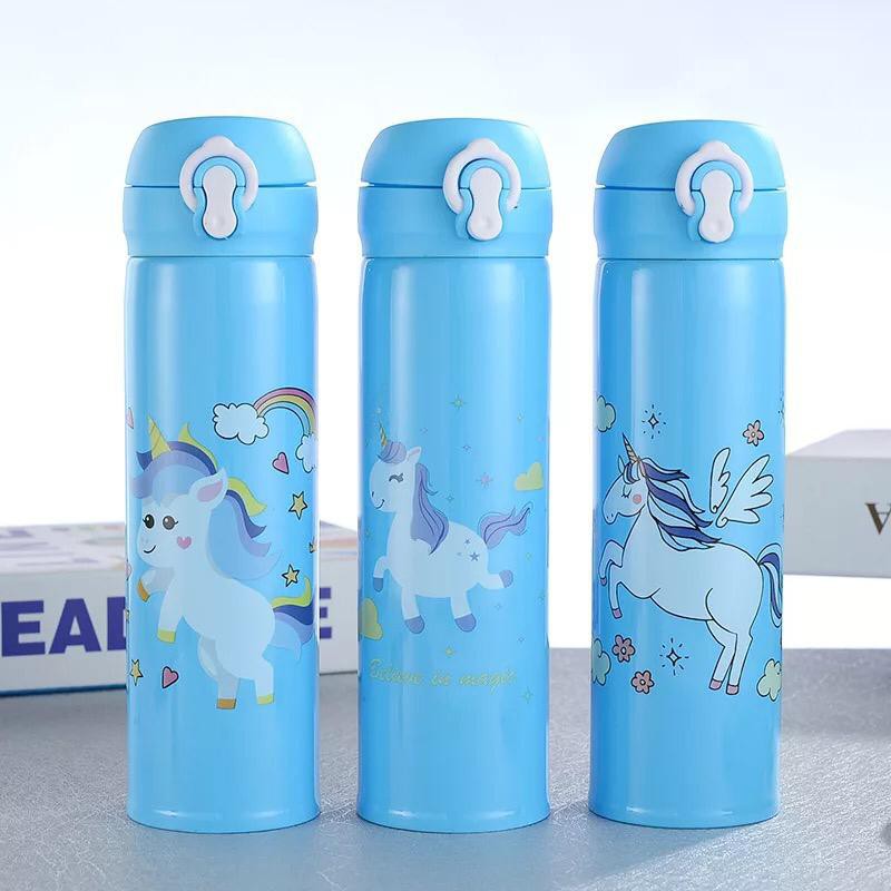 Termos Air Panas Motif Karakter Flamingo dan Unicorn 500Ml Vacuum Flask - Termos Air Panas Dingin