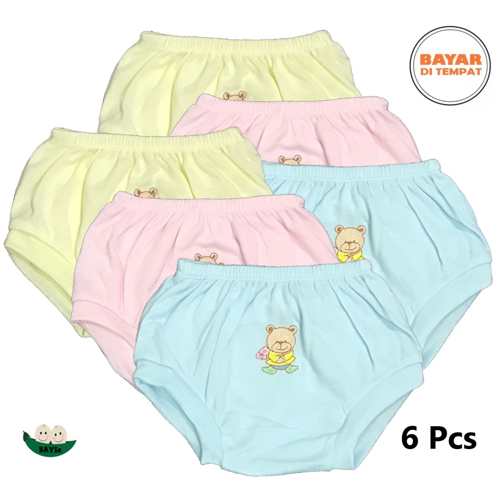 BAYIe - 6 Pcs Celana SEGITIGA Bayi Warna LILY Kualitas PREMIUM Bahan TC tebal 0-6 bulan/celana kodok