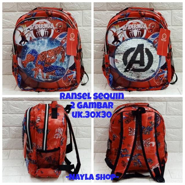 &quot;aurabagss&quot; - Beli 1 Dapat 2 Tas Anak Set 2 In 1 Ransel Anak Laki - Laki Sekolah TK / SD Ransel Anak Printing Super Hero - Tas Anak Usap Super Hero -aurabagss