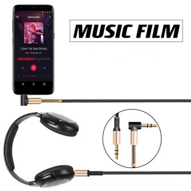 Kabel Aux K2 PREMIUM QUALITY Audio Extender 1M Jack 3.5mm Hifi - Hitam