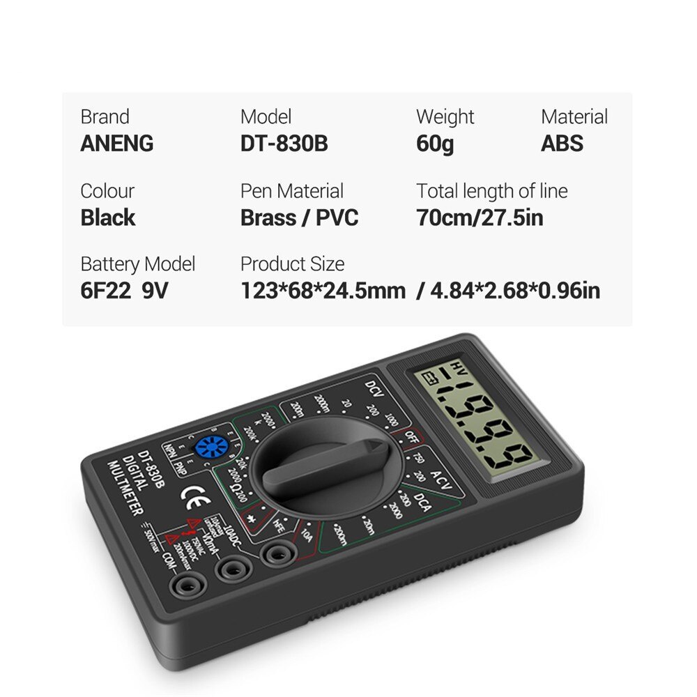 Multitester Avometer avo digital buzzer DT830B DT830G