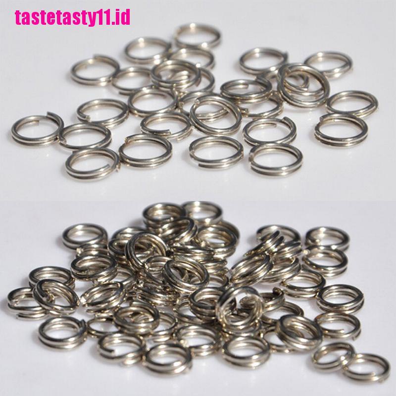 50 / 100X Split Ring Kosong Bahan Stainless Steel Untuk Umpan Pancing