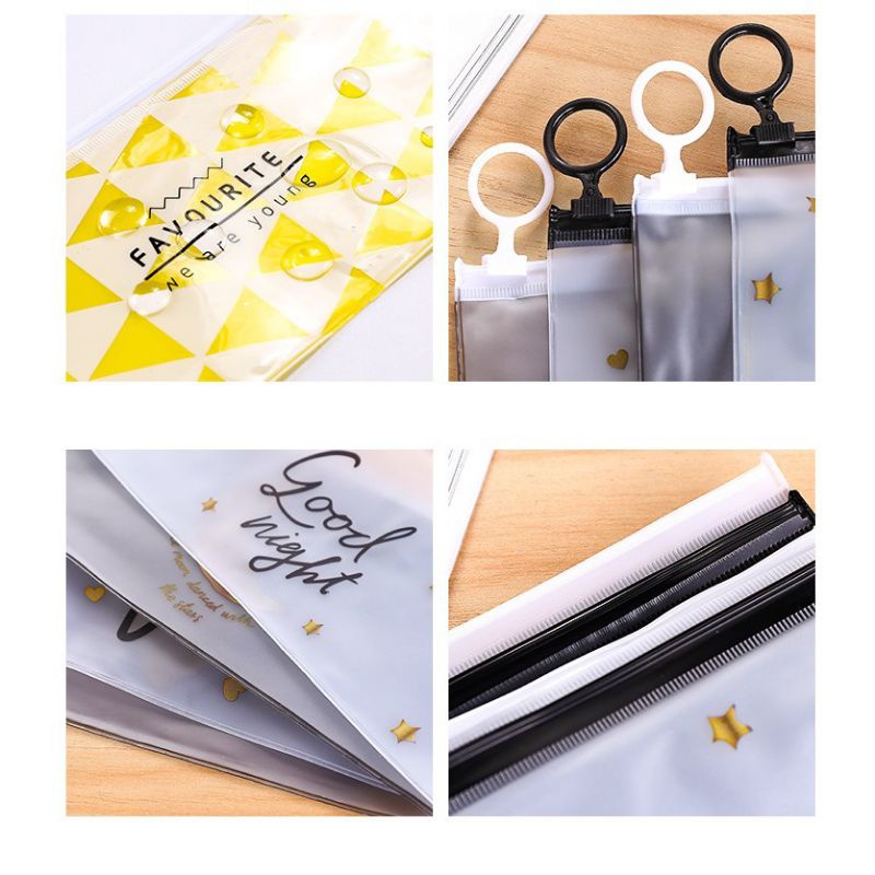 Tempat Pensil Zipper Transparan / Tempat Kosmetik / Pouch Multifungsi / Wadah Make up-2