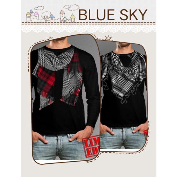 Kaos cowo Kaos distro lengan panjang gambar Sorban Merah,Sorban putih