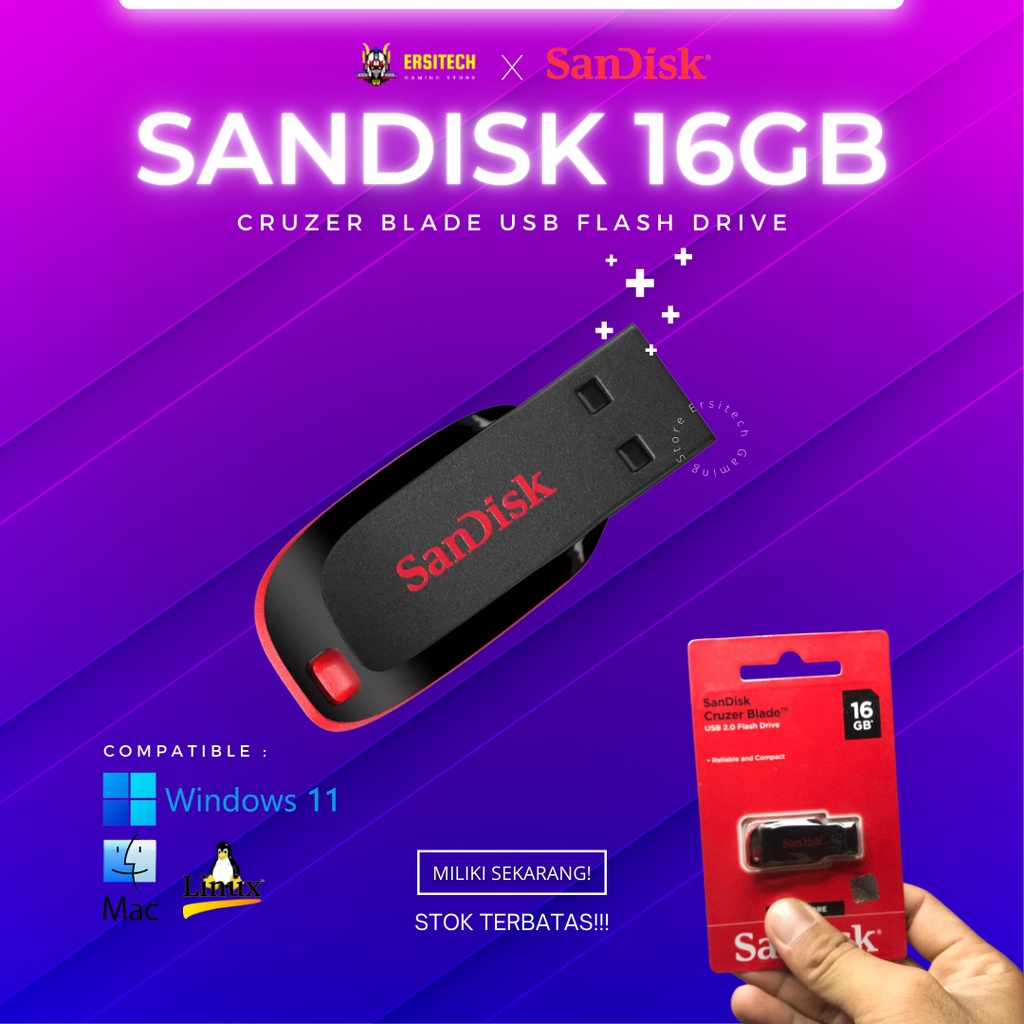 Flashdisk 16gb Original - Sandisk Cruzer Blade CZ50, Flashdisk Sandisk, Sandisk, Flasdisk Sandisk, F