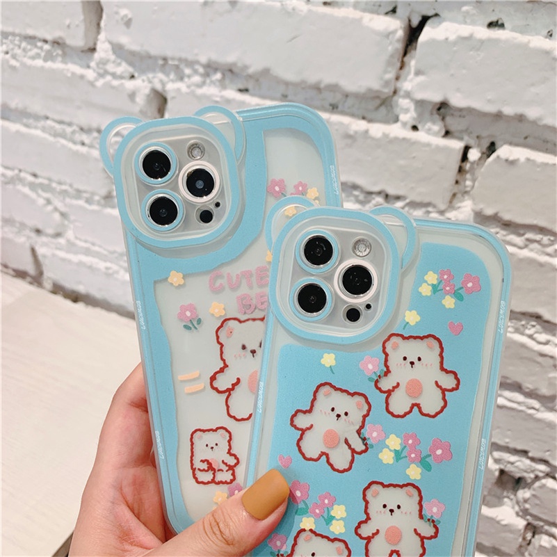 Soft Case Silikon TPU Motif Beruang Untuk iPhone 13 12 11 Pro Max X Xr Xs Max SE 2020 8 7 6 6s Plus