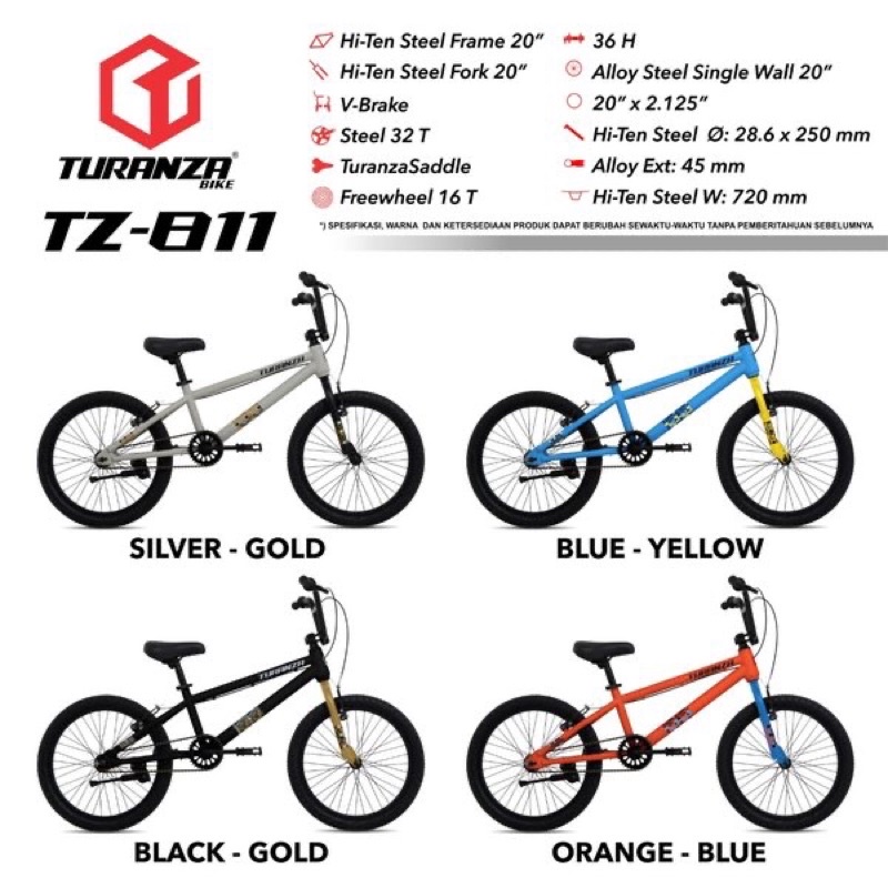 Sepeda BMX Turanza TZ-811 ban 20 inch