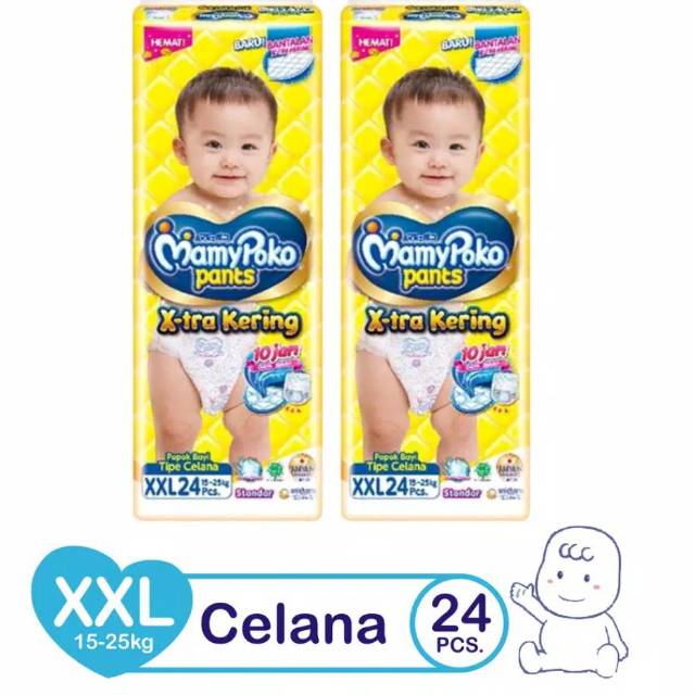 Mamypoko XXL24 (kuning) baby PANTS Xtra kering standar popok type celana bayi anak (no.59)