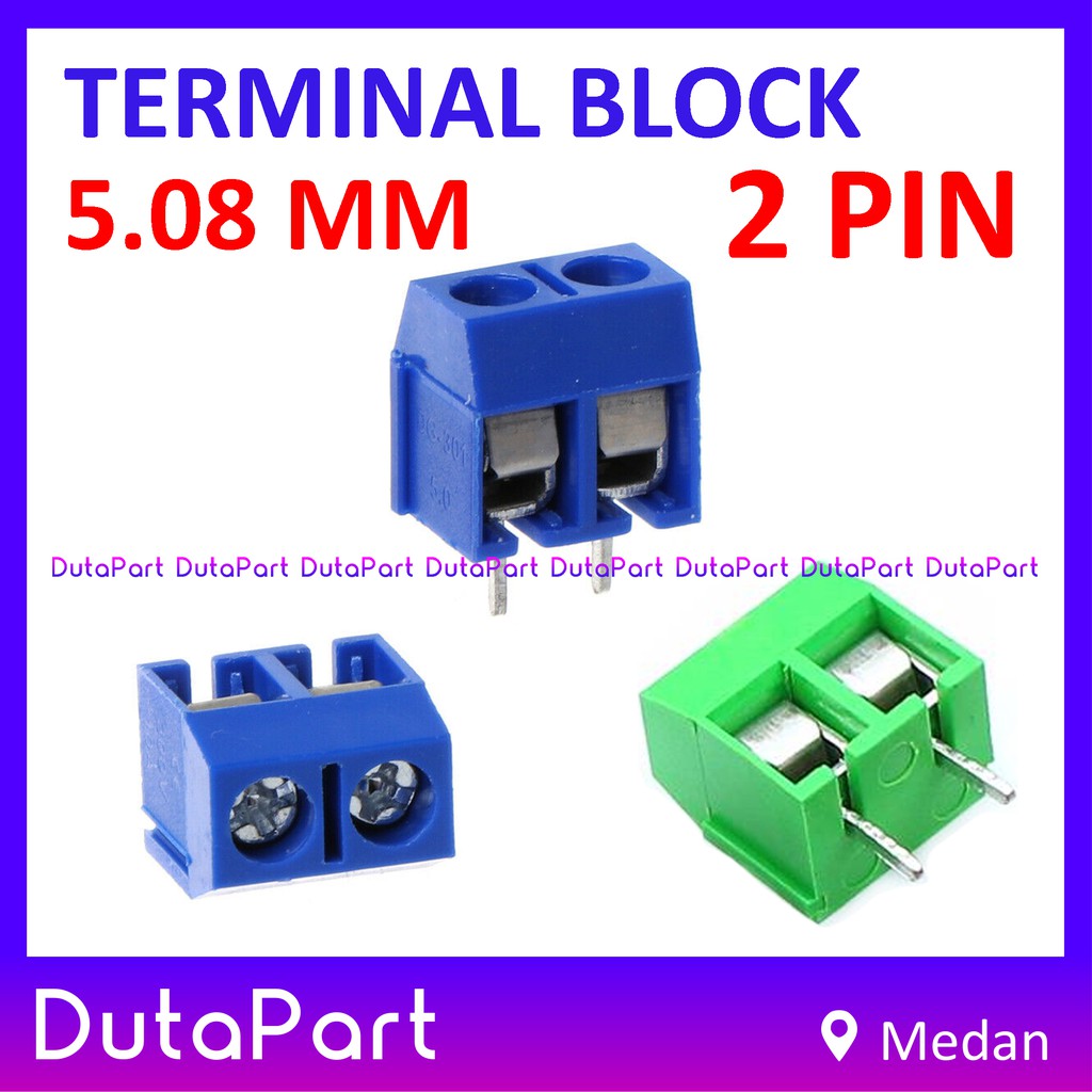 Terminal Block 2 Pin Connector Skrup Screw Pitch 5.08mm 5mm 2P Blok