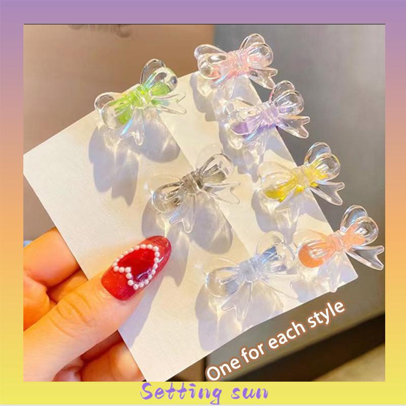 Jepit Rambut Busur Transparan Kristal  Klip Mini Warna Permen  Lucu Klip Poni Samping Anak TN