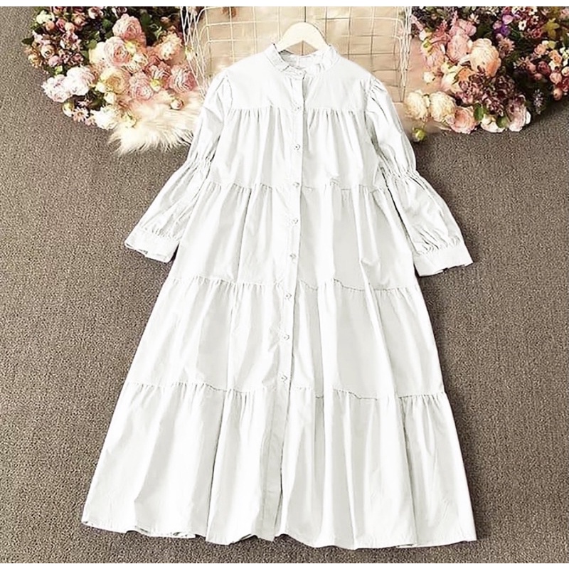 MAXI DRESS QIQI DRESS ZARA BASIC-Putih