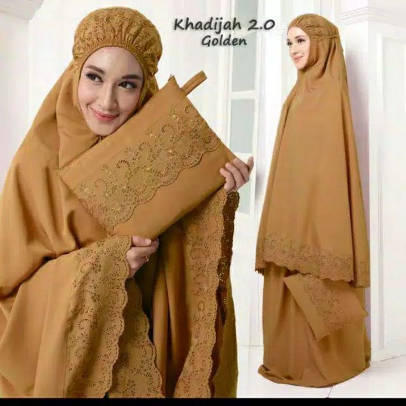 Mukena Dewasa Katun Premium Khodijah Bordir Free Tas