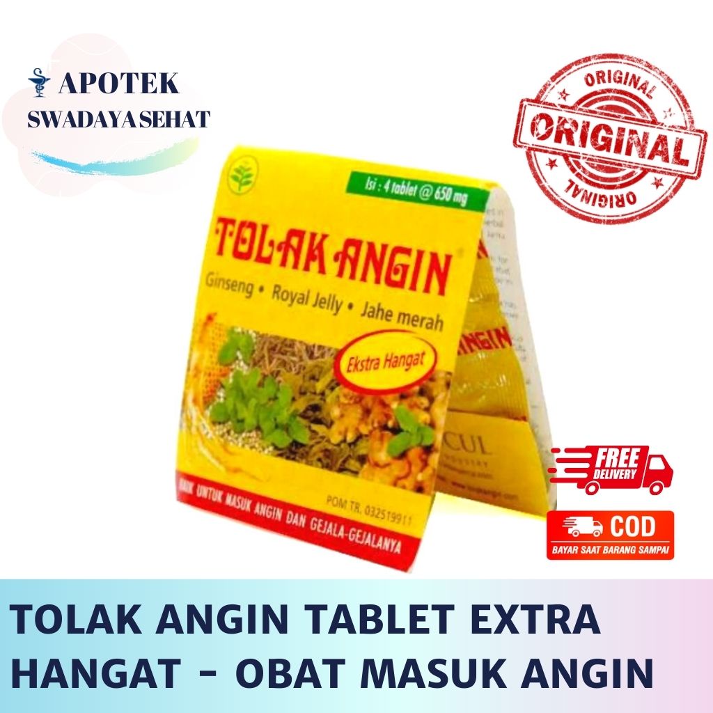 TOLAK ANGIN TABLET STRIP 4 Tab Ekstra Hangat - Obat Herbal Masuk Angin Kembung Mual