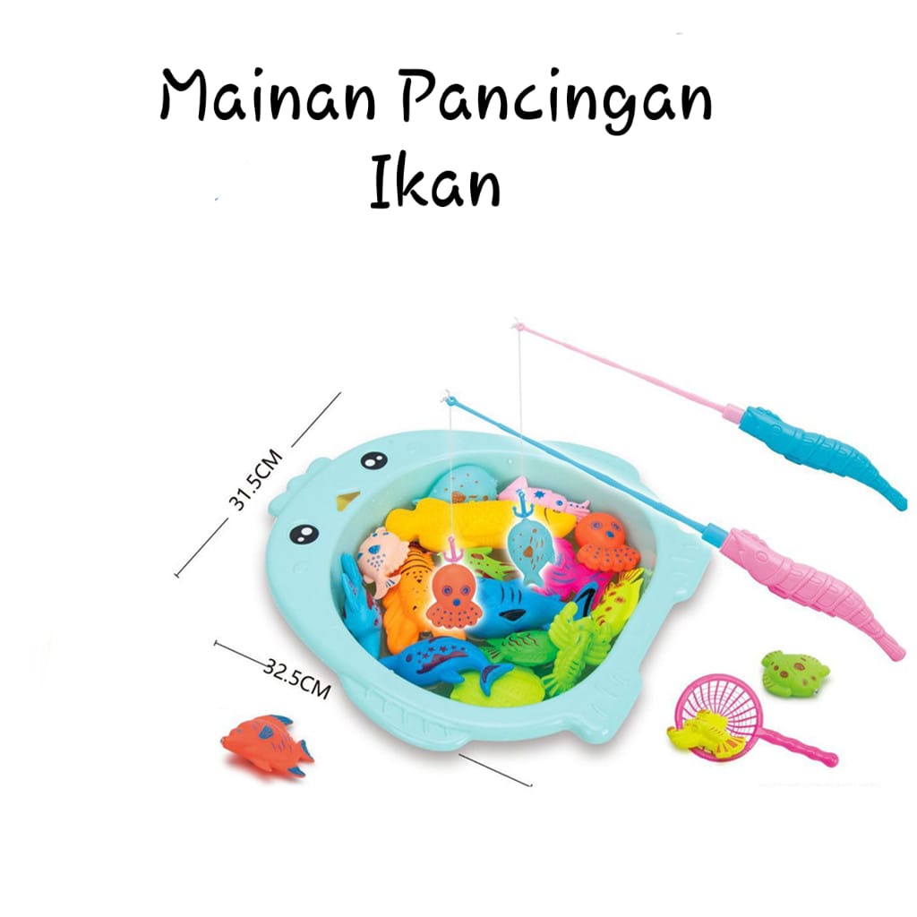 [MS]Mainan Anak Pancingan Ikan Magnet Set Kolam Lucu / Magnetic Fishing Toys With Pool