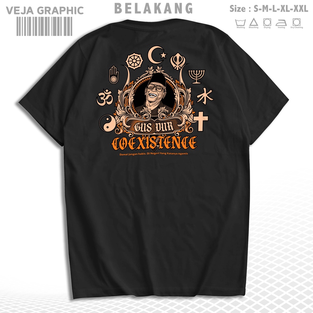 VEJAGRAPHIC Kaos Pluralisme Gus Dur Damai Di Negeri Agamis | T-Shirt Streetwear Pluralism Coexist Pr