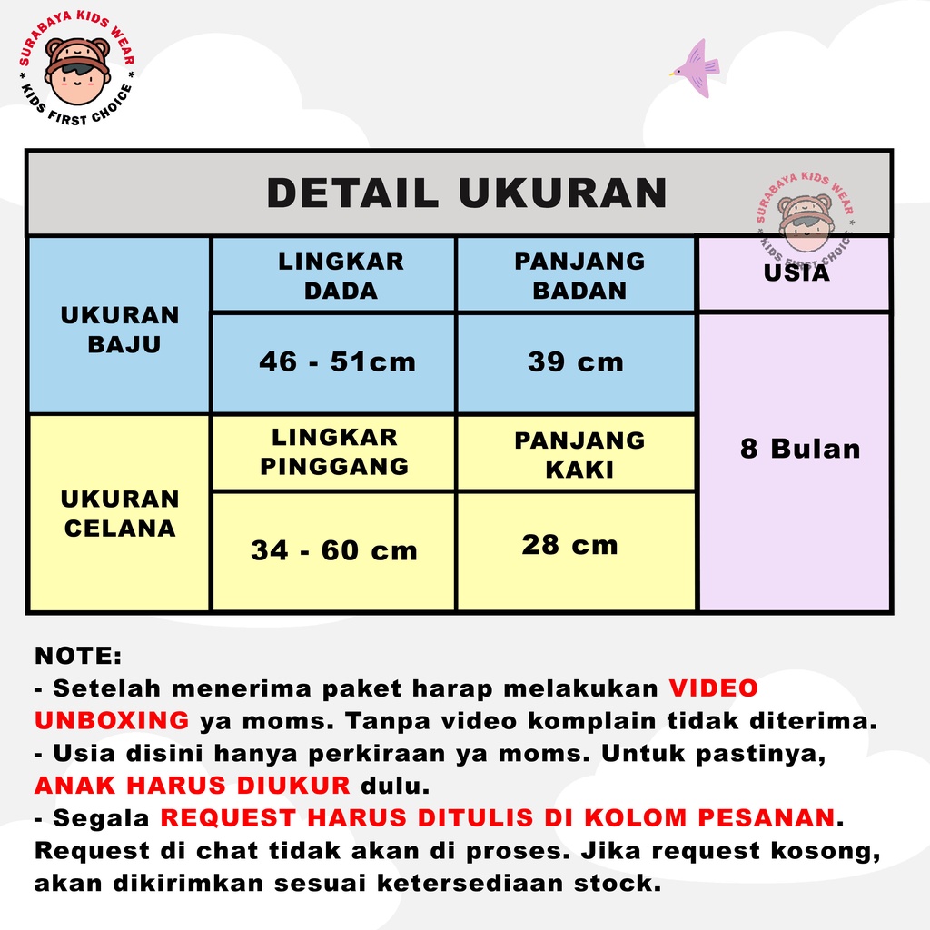 Setelan Kaos Anak Perempuan Motif Tsum - Tsum