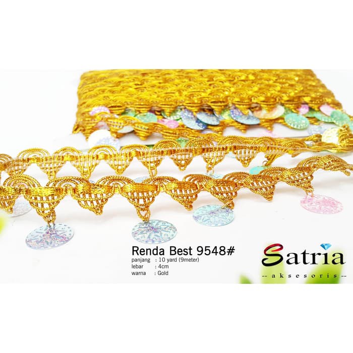 Renda Lace Bahan Renda Emas Fashion Baju Jilbab Renda 9548#