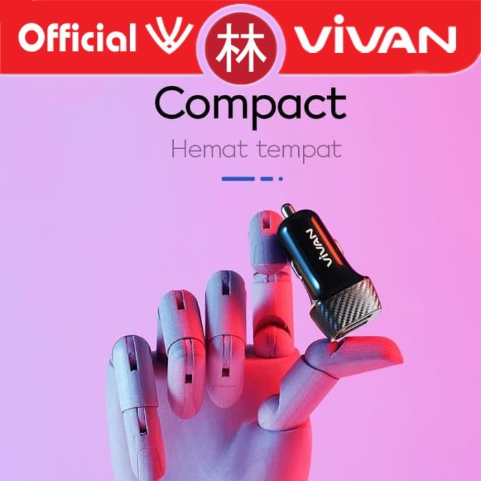 Vivan CC02C Car Charger Dual Port Smart IC Quick Charging 3.4A