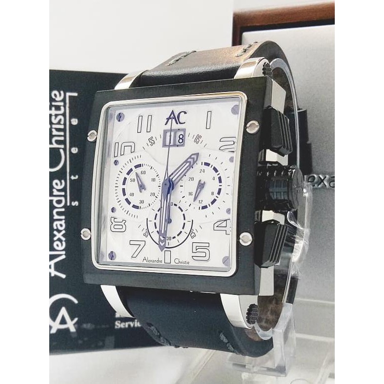 Super Sale jam tangan pria alexandre christie AC 6195 MC black silver white Ready Stock