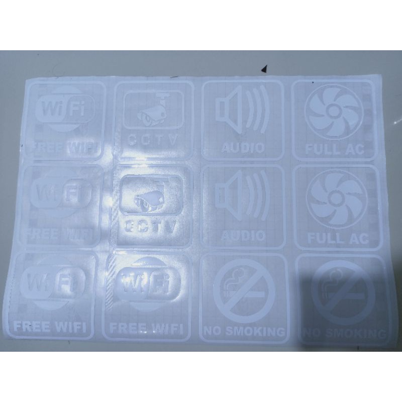 Stiker Kaca Full Ac Audio Free Wifi No Smoking Cctv Sticker Custom Stiker Nama Stiker Logo Custom