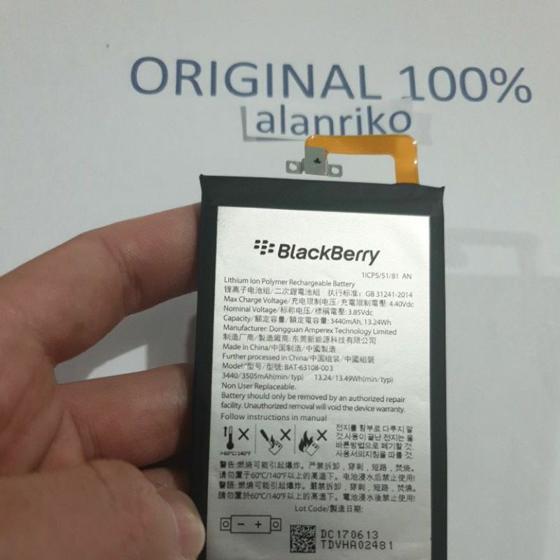 BATERAI ORIGINAL 100% BLACKBERRY KEYONE BAT-63108-003 BATRE HP ORI BB