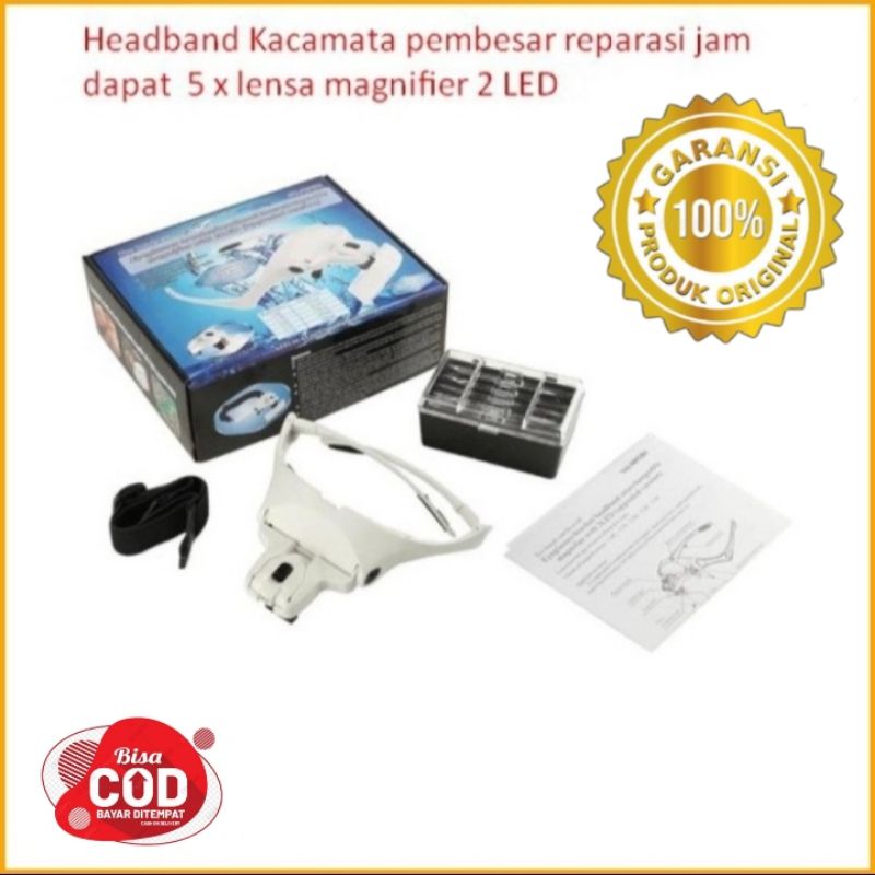 Kacamata Pembesar dgn 2 LED+5 lensa,kaca mata servis