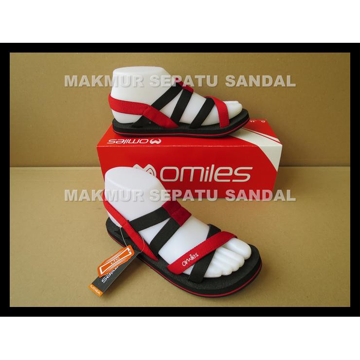 Sandal Gunung Wanita - Sendal Omiles - Ivanka - Hitam Merah