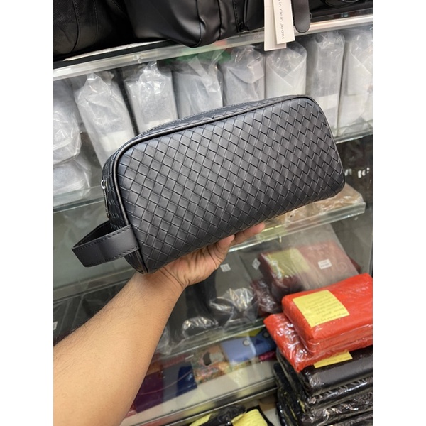 Clutch Kulit Pria Wanita Tas Tangan Pria Pouch BTG Motif Anyaman