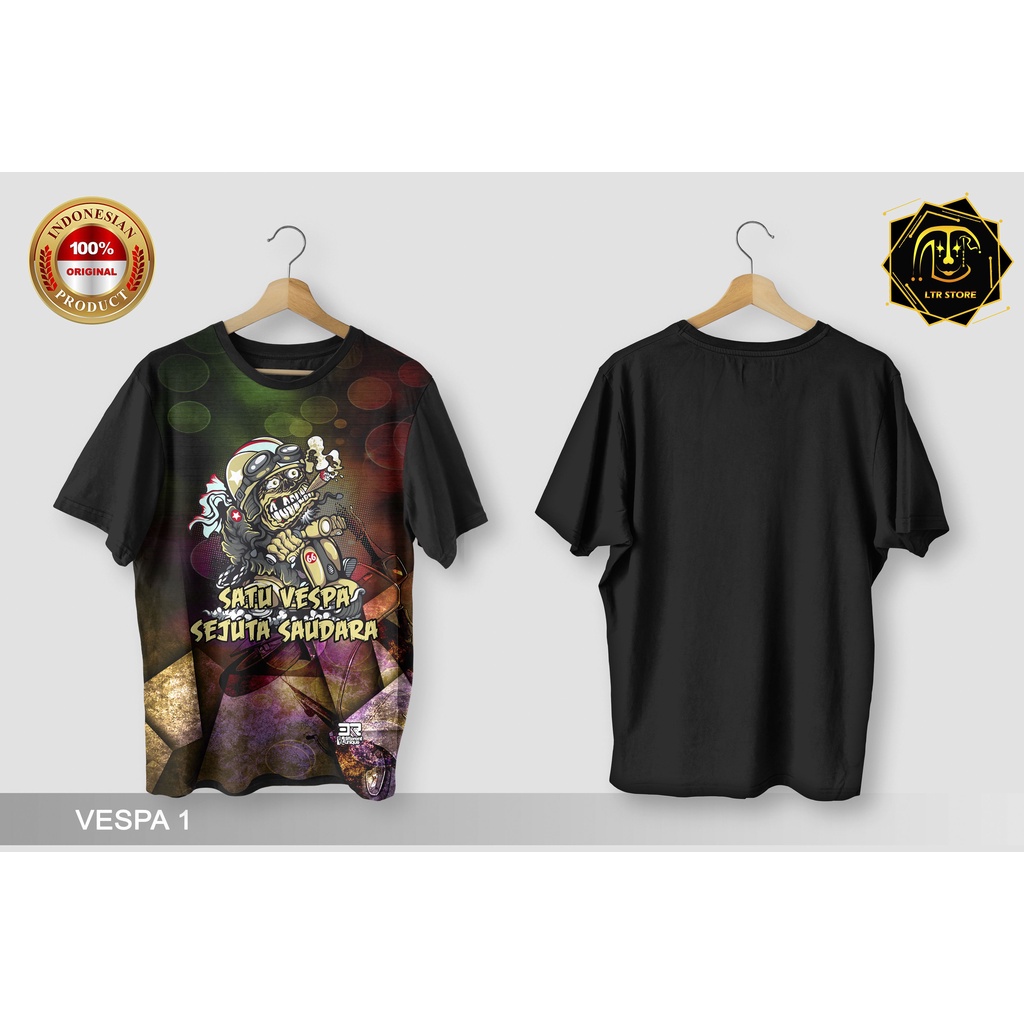 [ BAYAR DI TEMPAT ] BAJU PRINTING GAMBAR VESPA 1 - KAOS DISTRO ORIGINAL MOTIF MOTOR CALSSIC KLASIK V