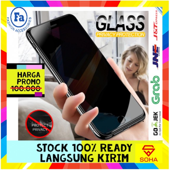 T10-02 Iphone  Privacy Glass 10D Anti spy peeping full cover Tempered Glass Privacy Tebal &amp; Sensitif