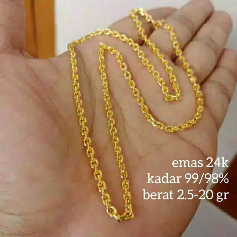 kalung 24k emas asli kadar 99 model rante medan