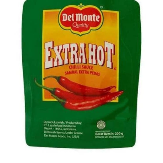 DELMONTE EXTRA HOT SAUCE STANDING POUCH 200 GRAM