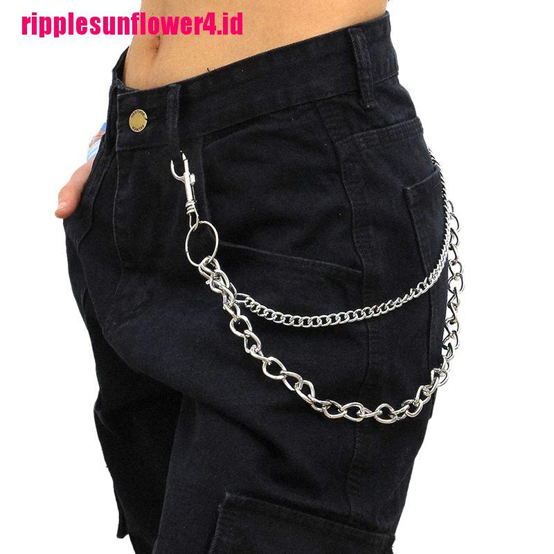 Sabuk Rantai Pinggang Model Lapis Ganda Gaya Hip Hop Punk Untuk Celana Jeans