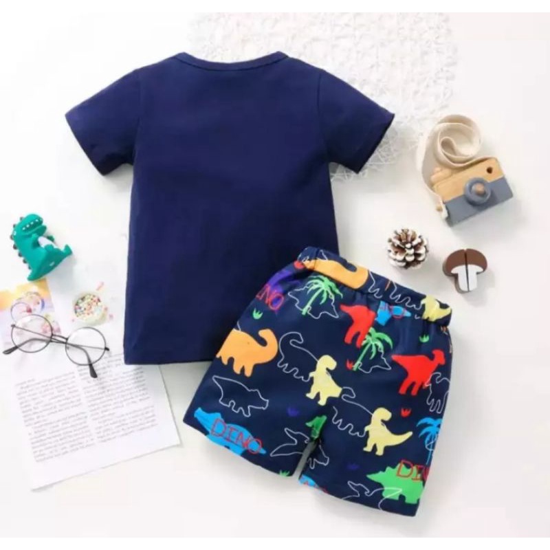 SET KAOS ANAK//Setelan Pakaian Baju Kaos Dino World Anak Laki-laki Dan Perempuan Terbaru