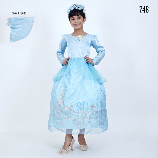 Revalia Dress Anak Karakter Cinderella Satin Organdi Premium 748M