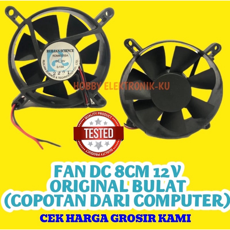 FAN DC 8CM 12V ORIGINAL TAIWAN BULAT COPOTAN DARI COMPUTER