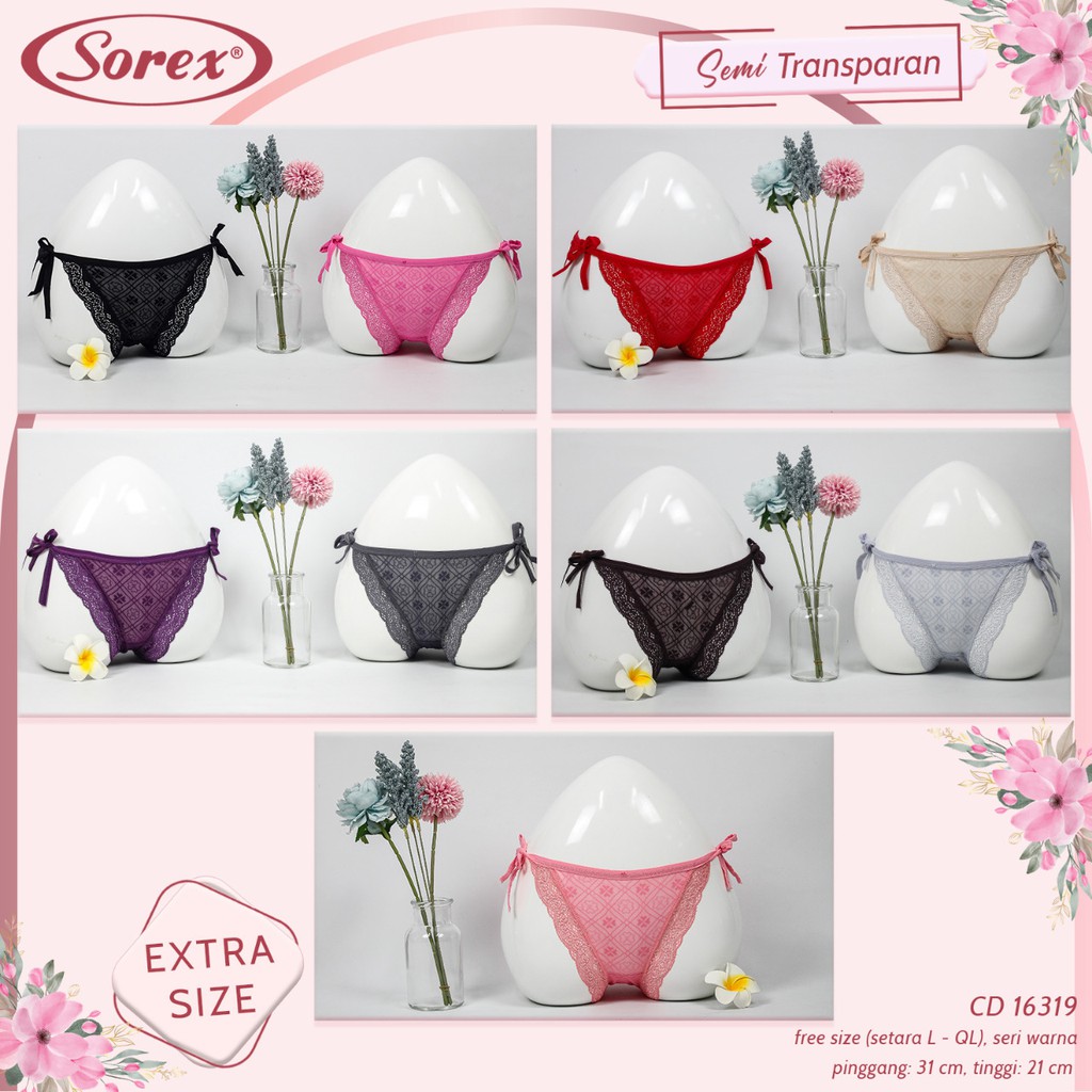 Sorex CD G-string Wanita Extra Size Jumbo Besar Random Seksi Brukat Renda Bunga Art 16319/16315