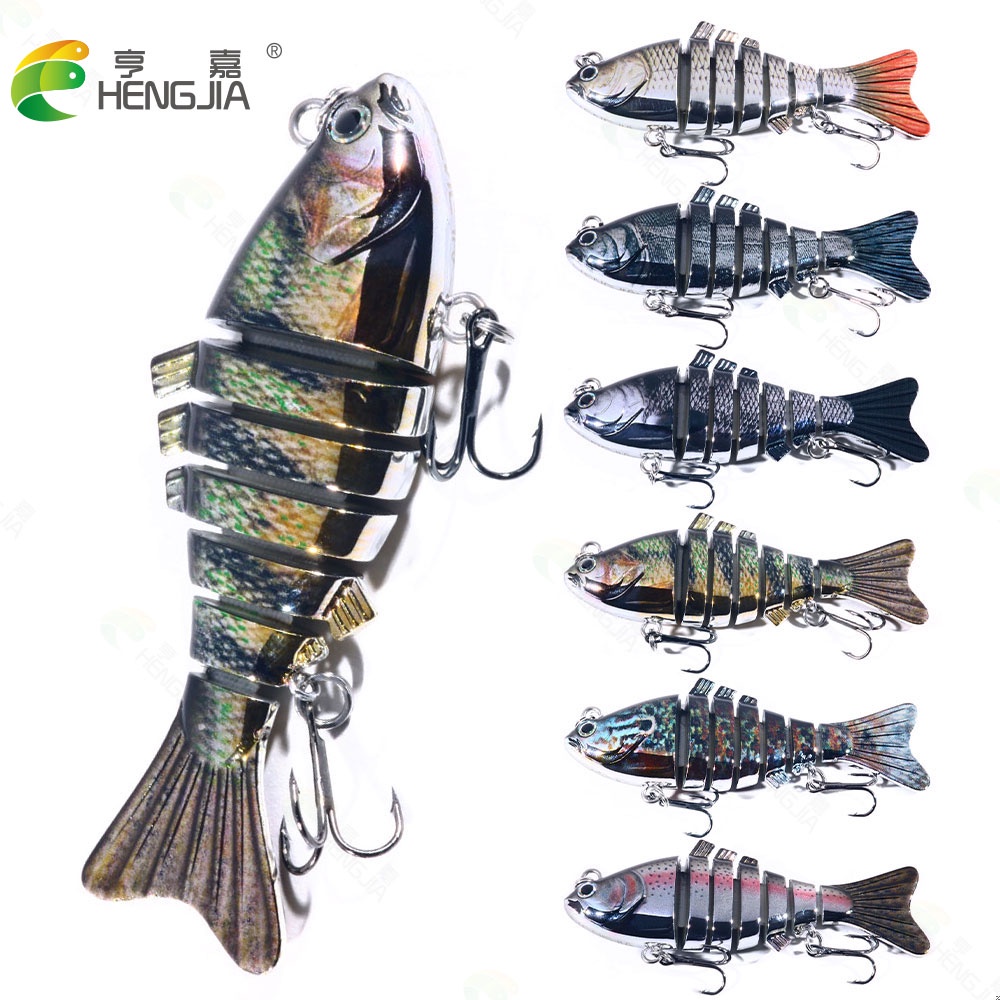 1 Pc Umpan Pancing Hard Bait Bentuk Ikan Imitasi 7 Bagian Dengan 2 Mata 3d Ukuran 10cm 24g